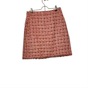 Ann Taylor Fringe‎ Tweed A-line Skirt In Red Multi Size 2P